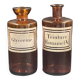Antique apothecary pots in amber glass, set of 2 - 22 cm