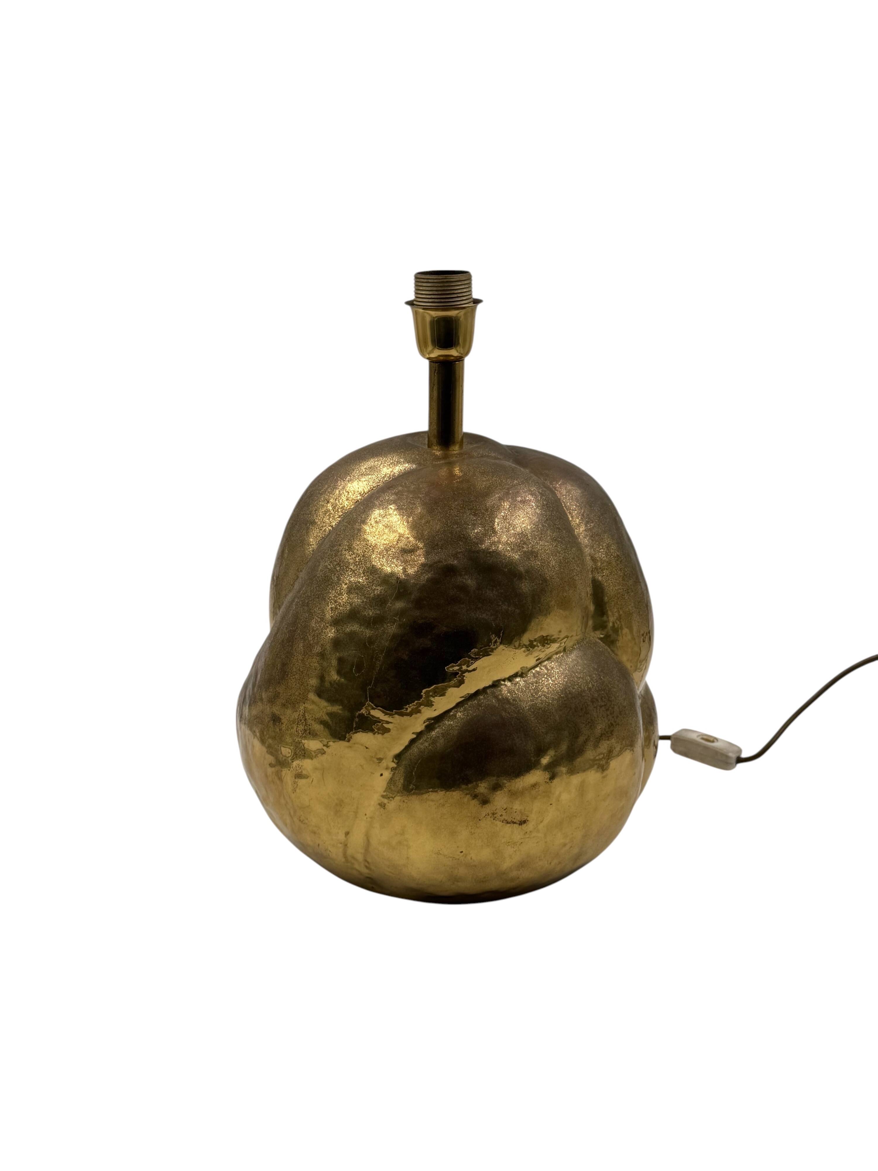Organic modern brass table Lamp, Tommaso Barbi Italy 1970