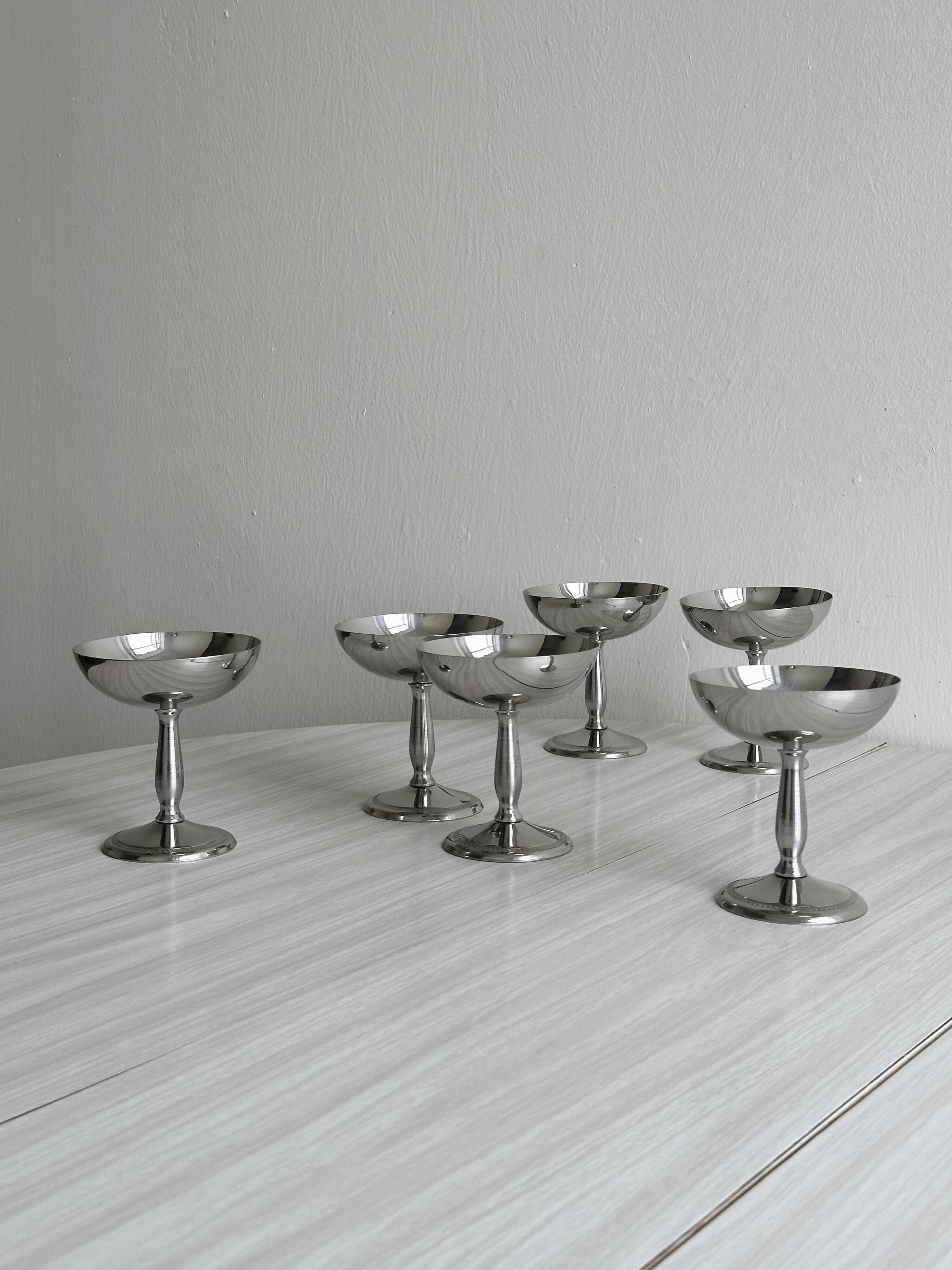 6 stainless steel footed bowls, Letang Remy style
