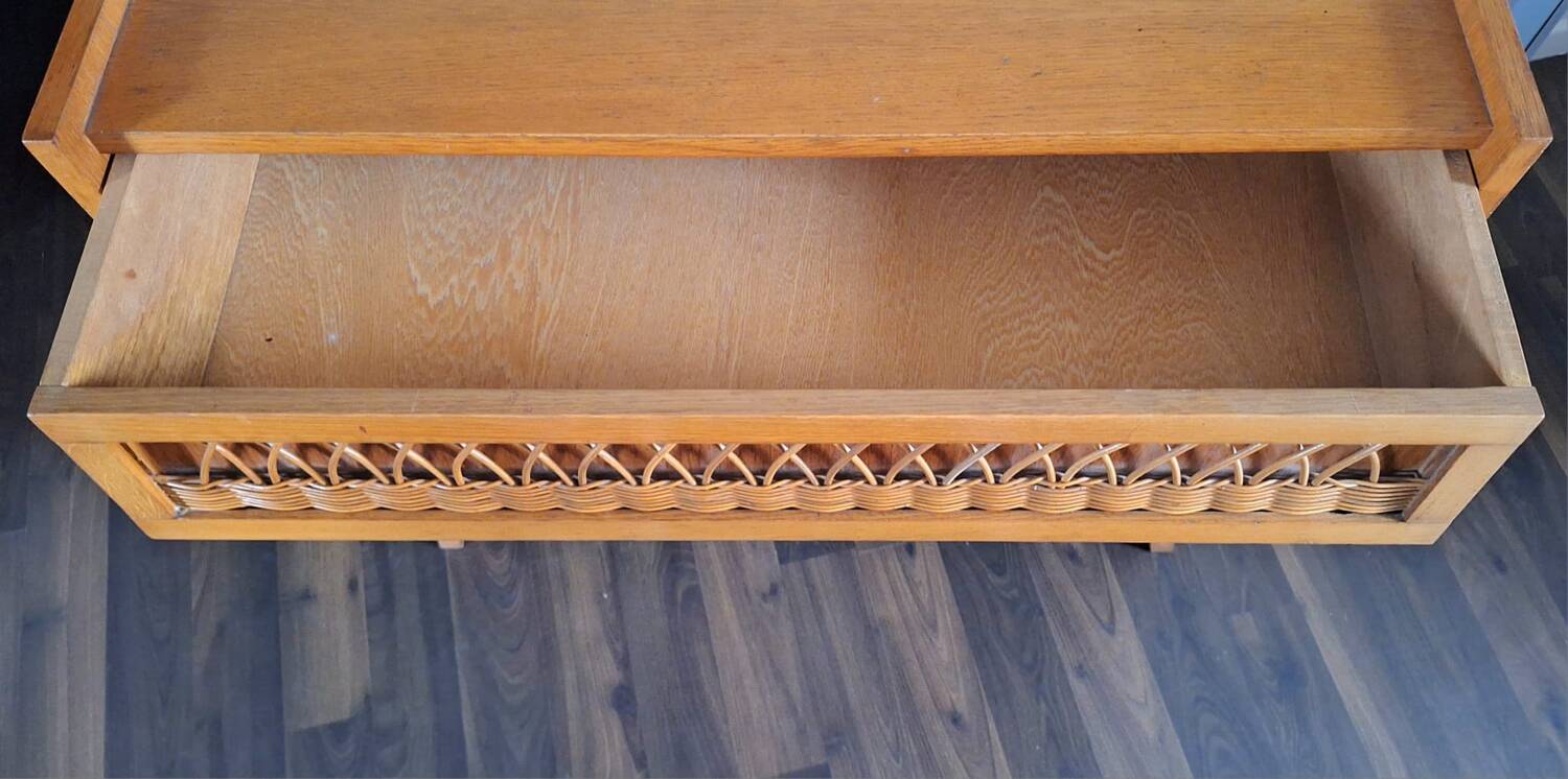 Vintage rattan chest of drawers, antique furniture