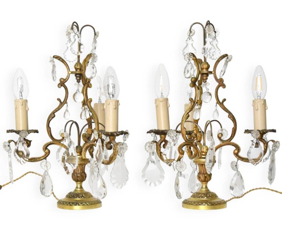 Paire de girandoles en bronze doré