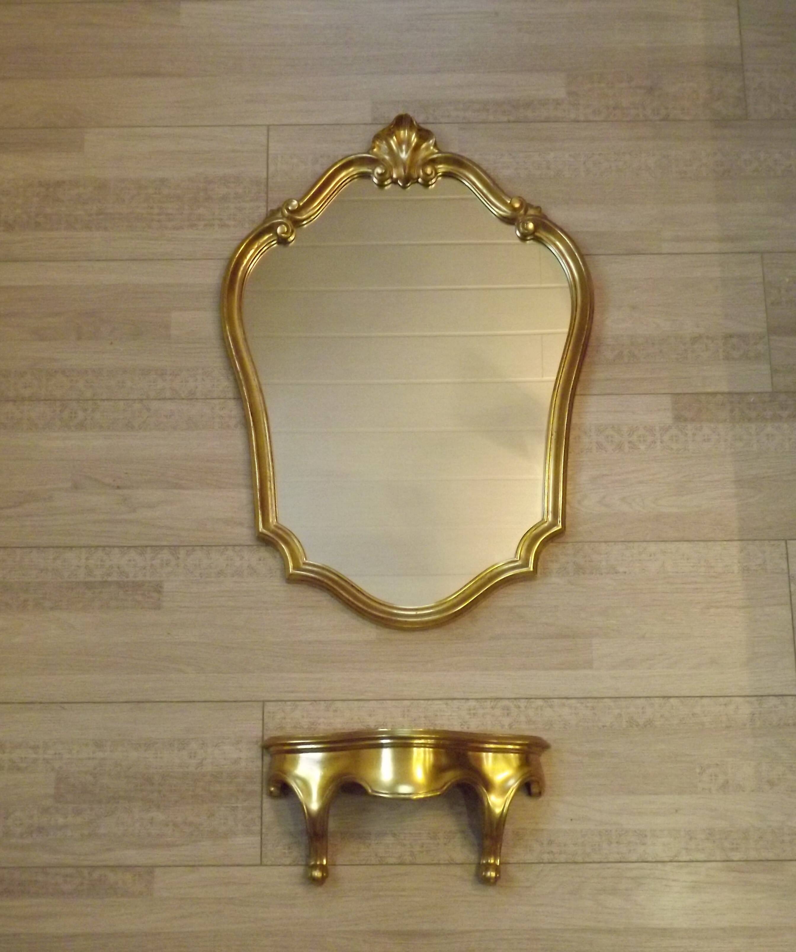 Vintage Ornate Gold Resin Wall-Mounted Mirror & Matching Console Table 5055