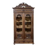 Breton library from the early 20th century in chestnut wood - detachable