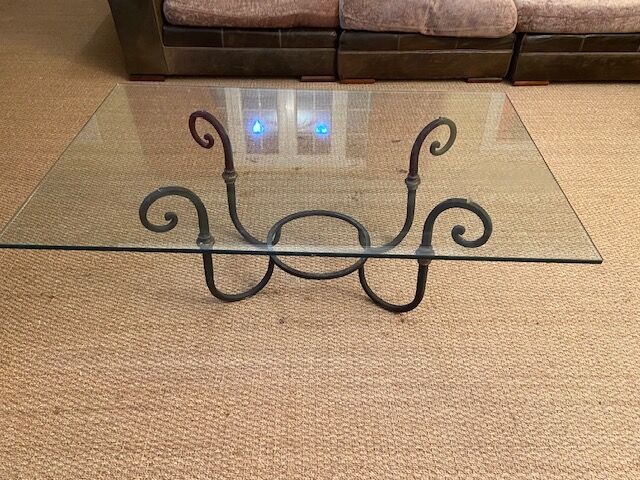 Coffee table glass and wrought iron