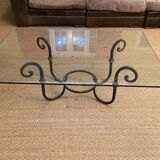 Coffee table glass and wrought iron