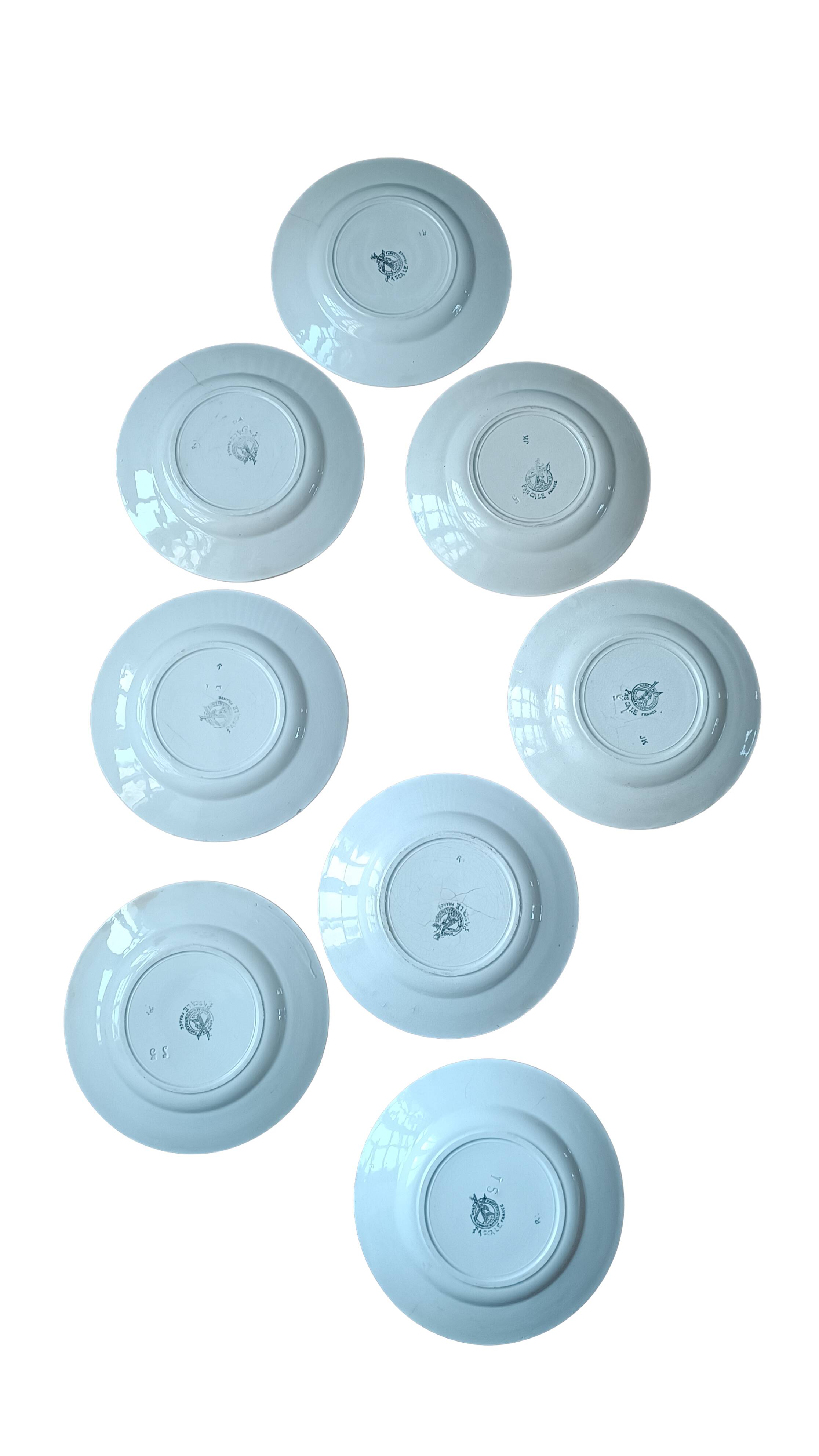 8 Art Deco plates Moulin des Loups