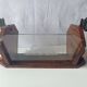 Vintage Art Deco magazine rack wood glass engraved storage furniture