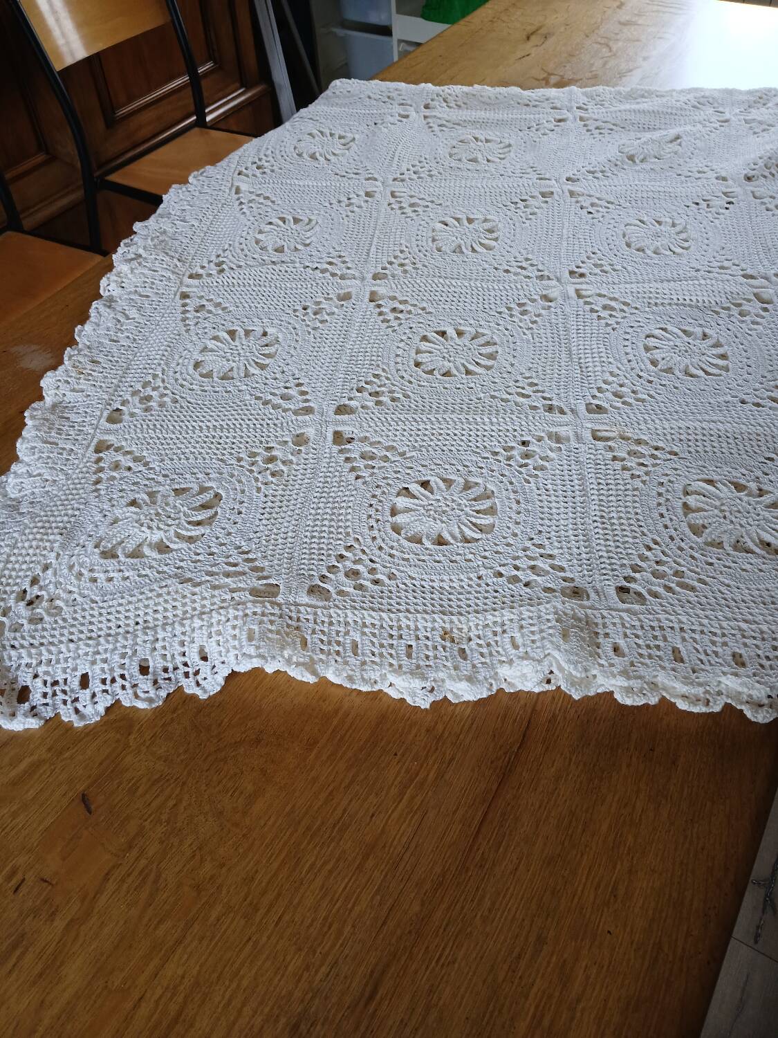 Dessus de lit ancien en crochet fait main