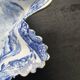 Copeland pickle dish in the shape of a leaf in blue earthenware.