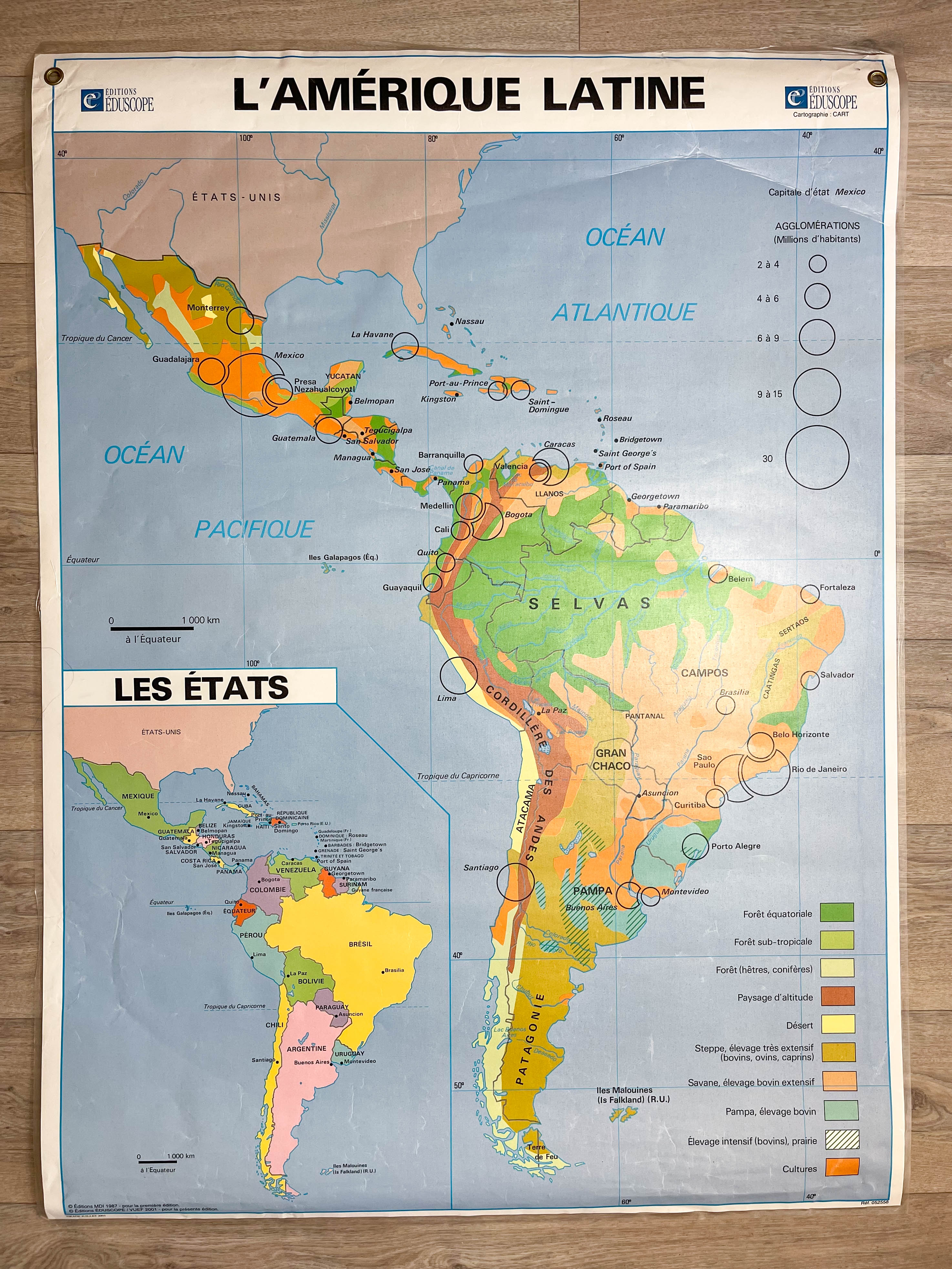 Vintage school map latin america eduscope