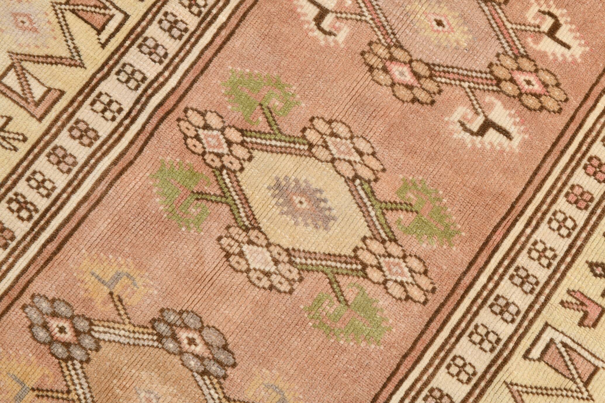 4x7 Cream & Brown Turkish Vintage Rug 120x211Cm SK 22198