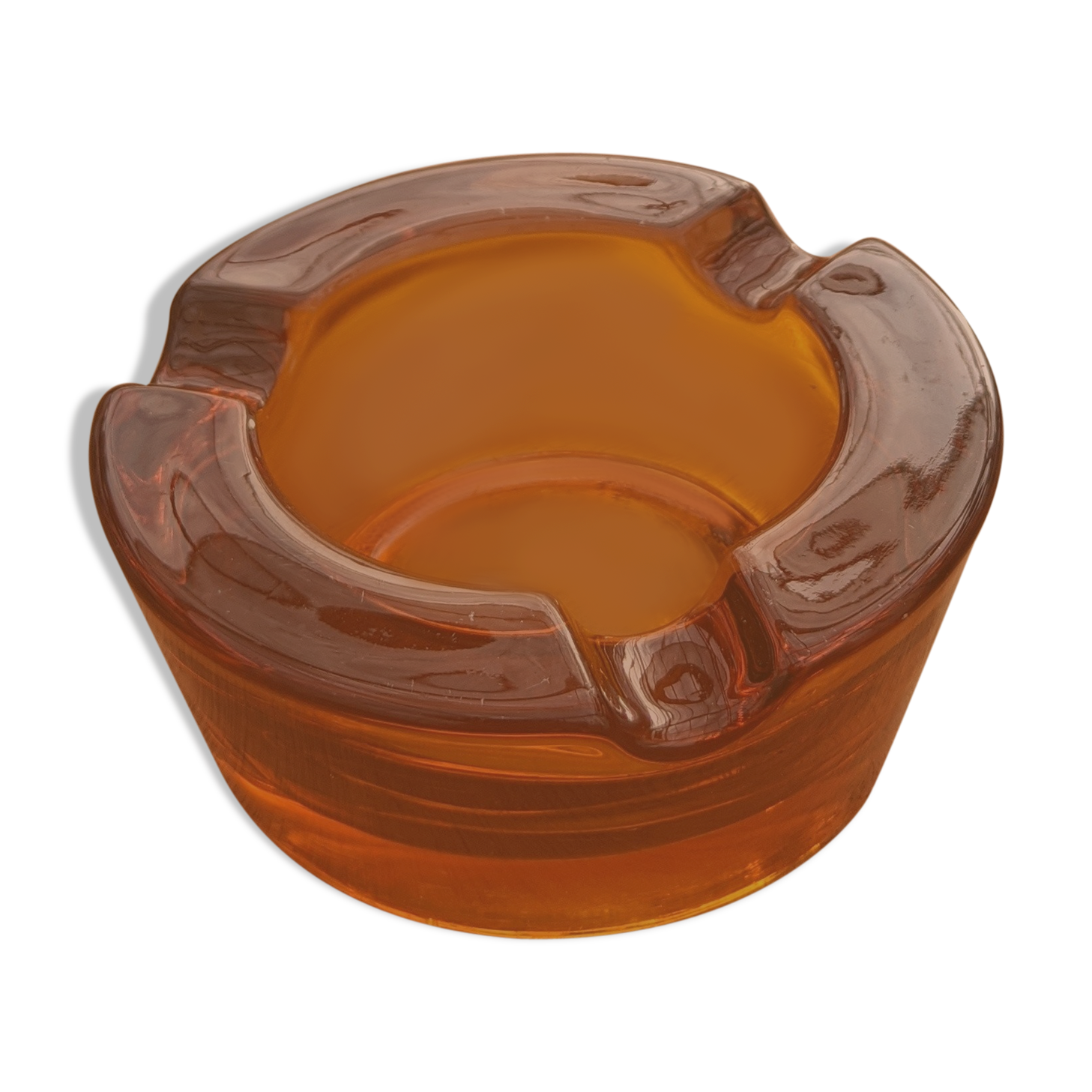 Amber glass ashtray 70s