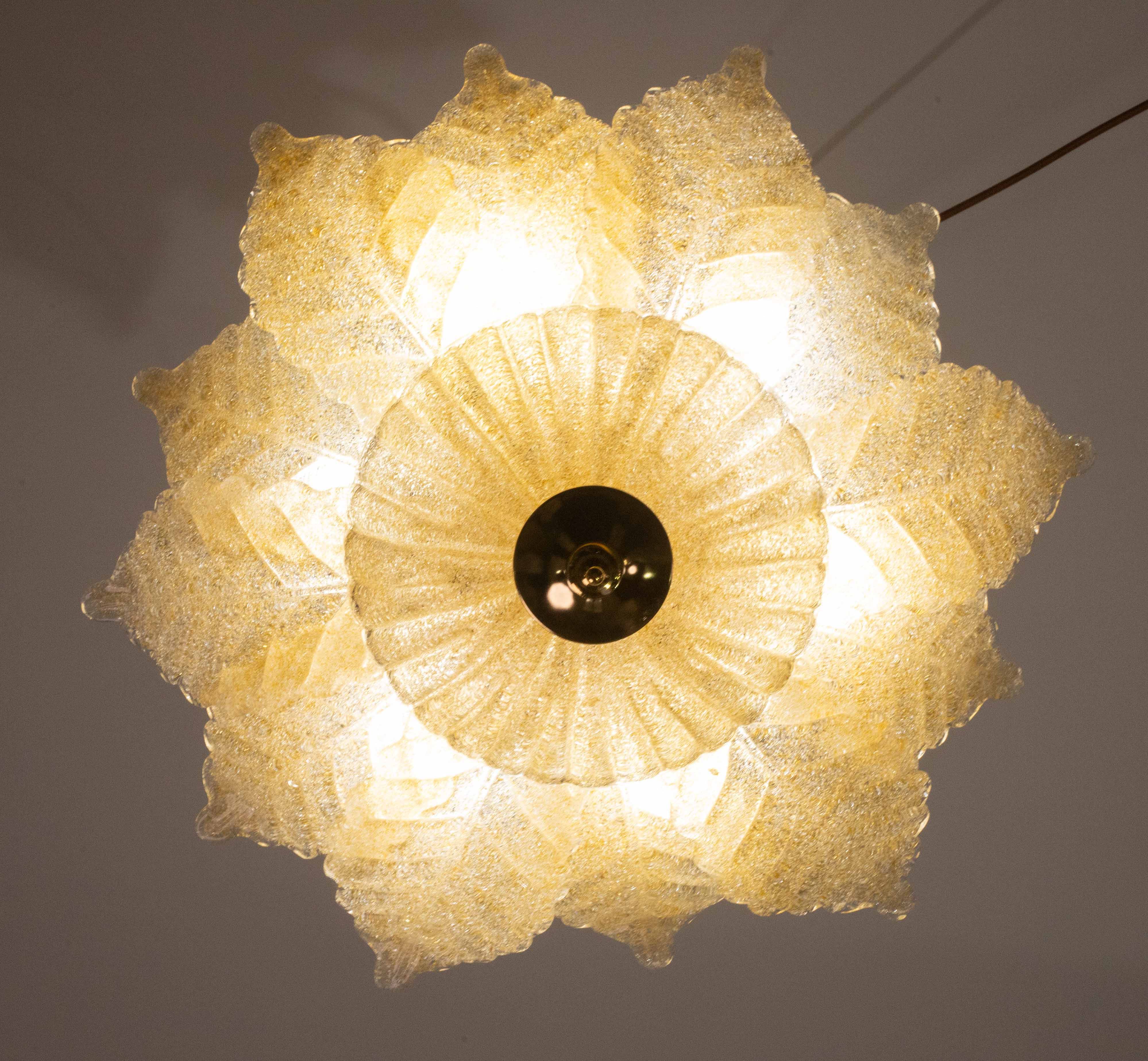 Set of 2 Rome, Murano Glass Gold\Orange Ceiling Light or Flush Mount, 1970s