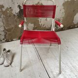 Vintage red scoubidou children's chair