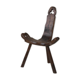 Tripod mountain chair carved wood brutalist 50s design