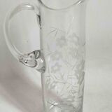 Chiseled crystal pitcher with floral decor 1950s Height 34 cm