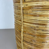 Mid-century rattan and brass bauhaus waste paper bin, france, 1960s