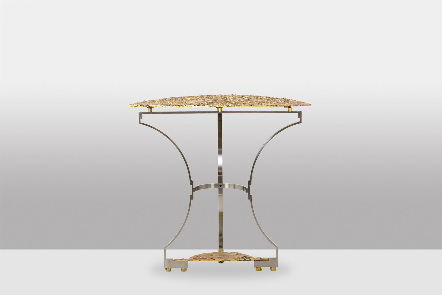 Pair of metal and bronze cast consoles. Contemporary.
