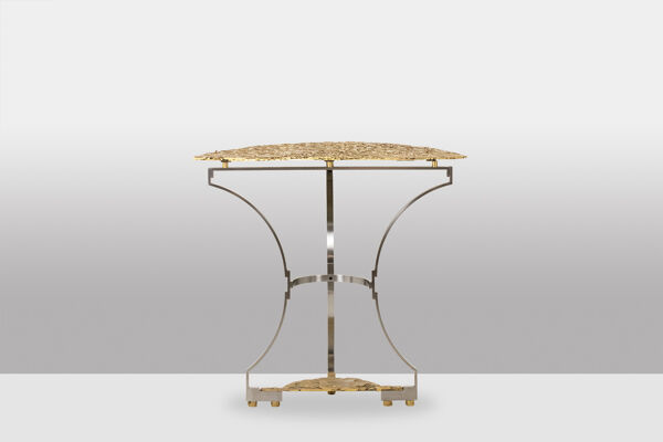 Paire de consoles contemporaines en métal et fonte de bronze
