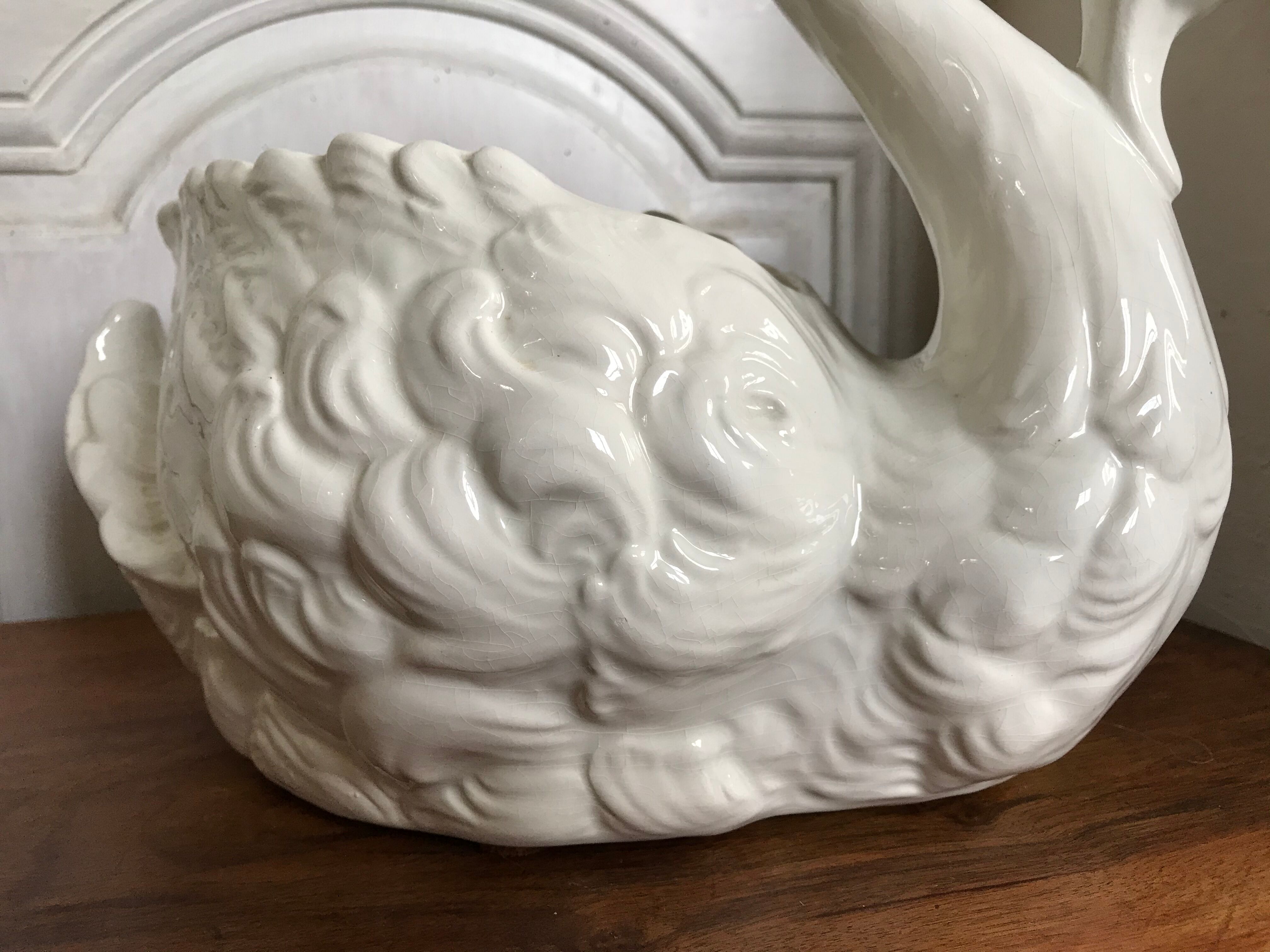 Vintage ceramic swan pot cover