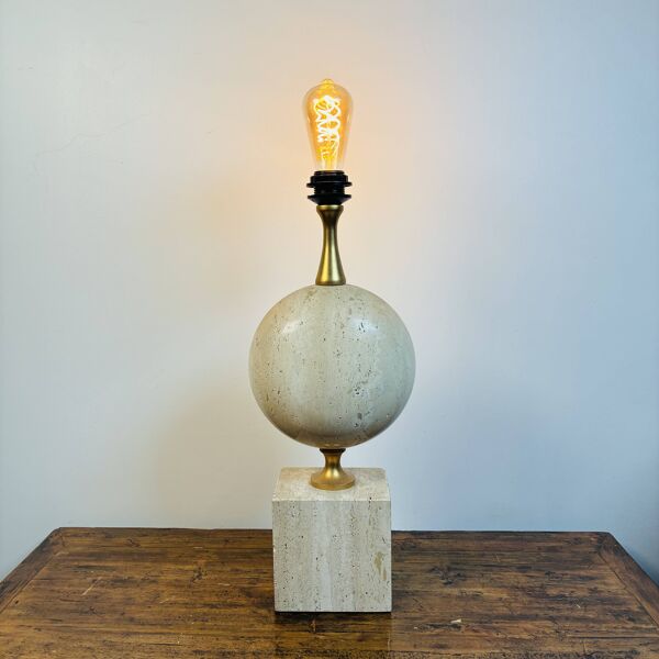 Lampe Philippe Barbier Maison Barbier Travertin et Laiton Vintage 1970 - 60