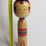 Vintage kokeshi doll, kimono pattern, 24.5 cm