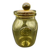 Pot apothicaire Biot en verre bullé jaune avec bouchon en liège