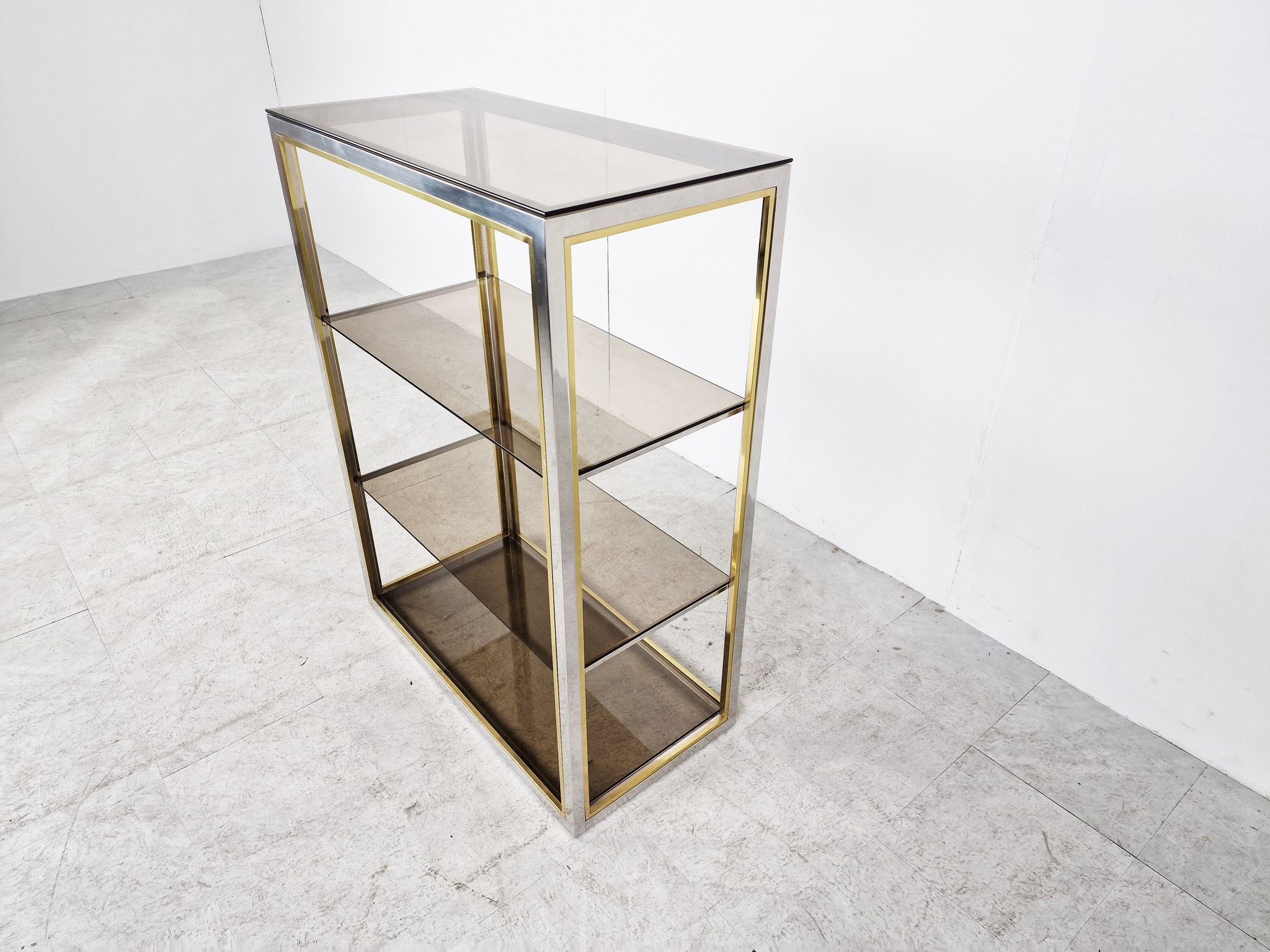 Etagère laiton vintage et chrome, années 1970