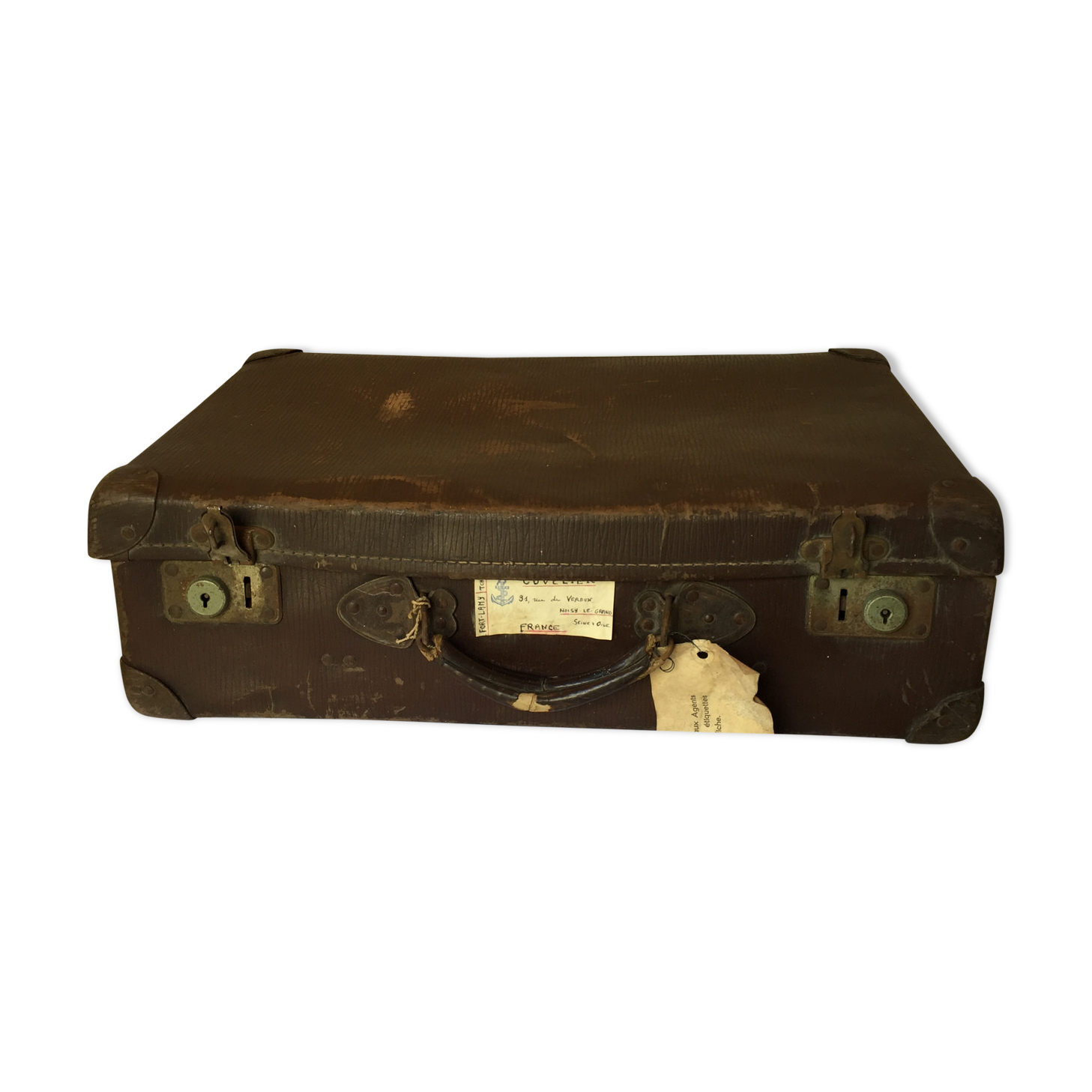 Suitcase box vintage with labels