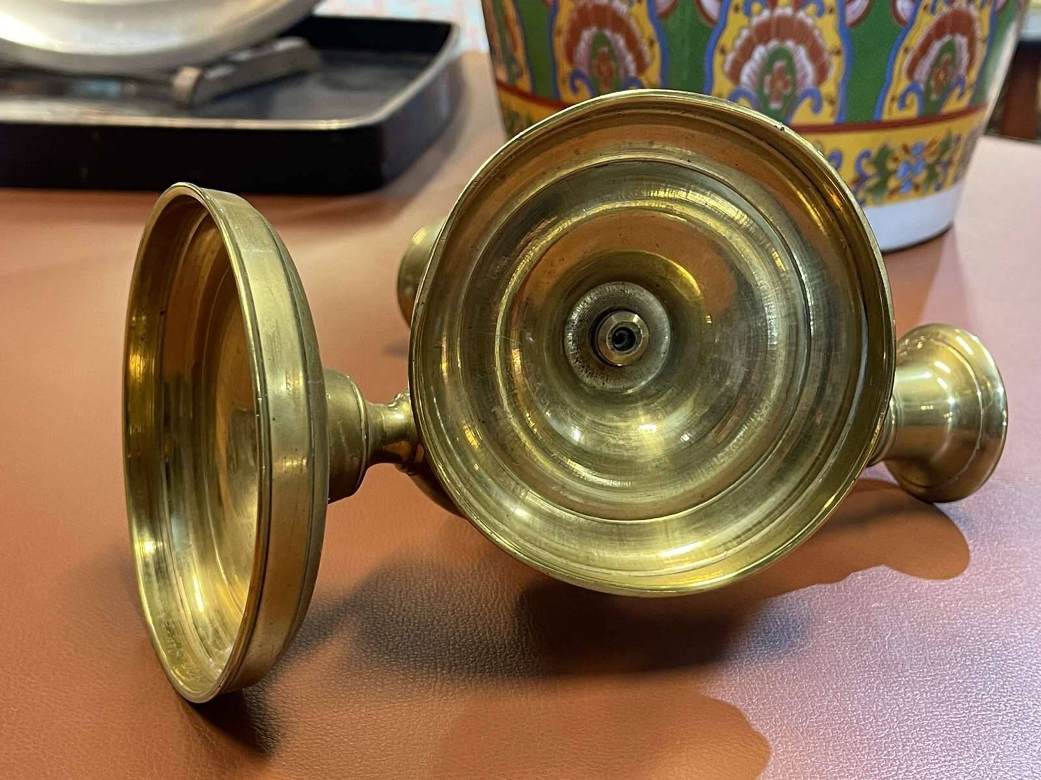 Pair of brass candlesticks from the early 20th century.