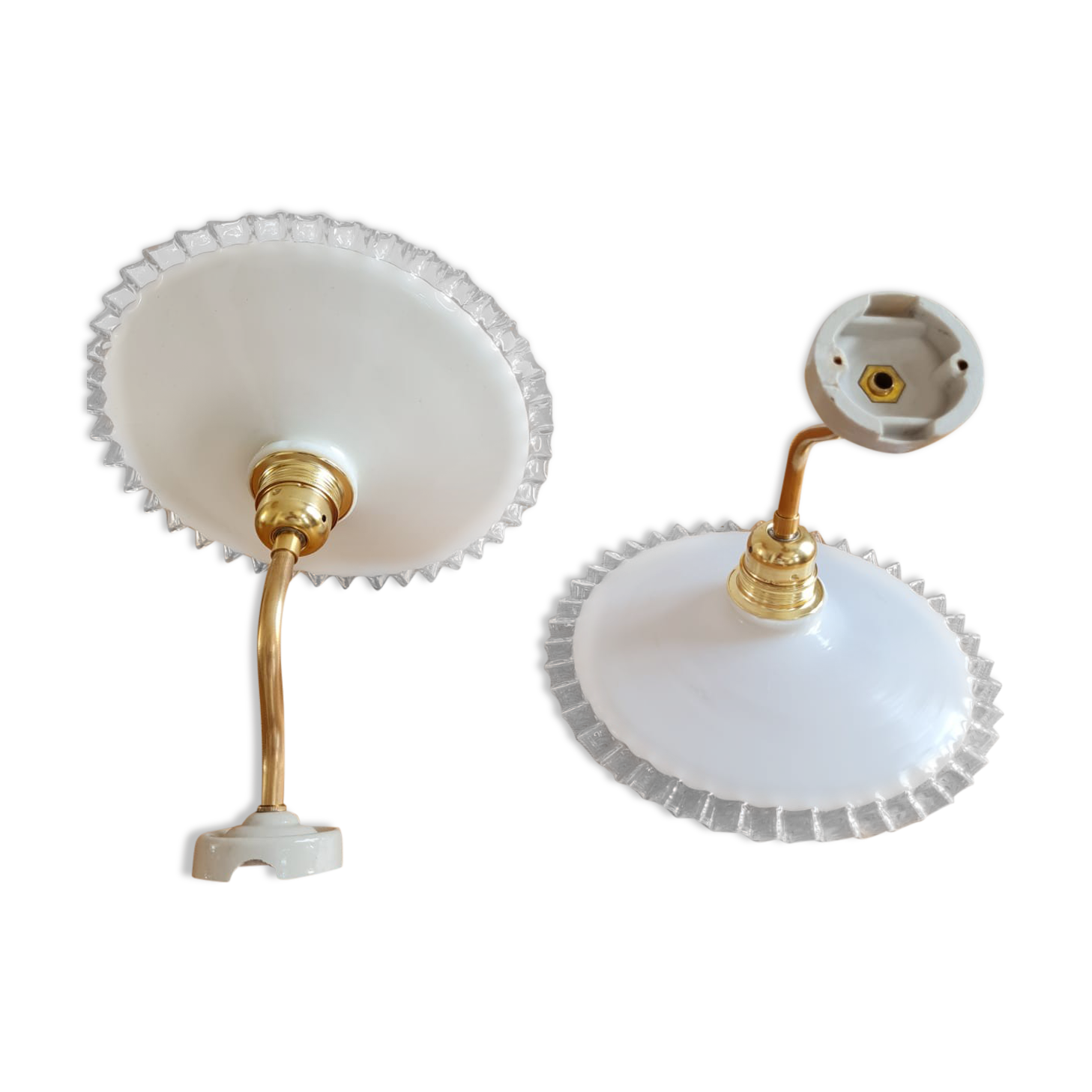 Pair of opaline wall lamps