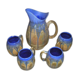 Service of 4 mugs and a carafe in flamed stoneware signed G Méténier