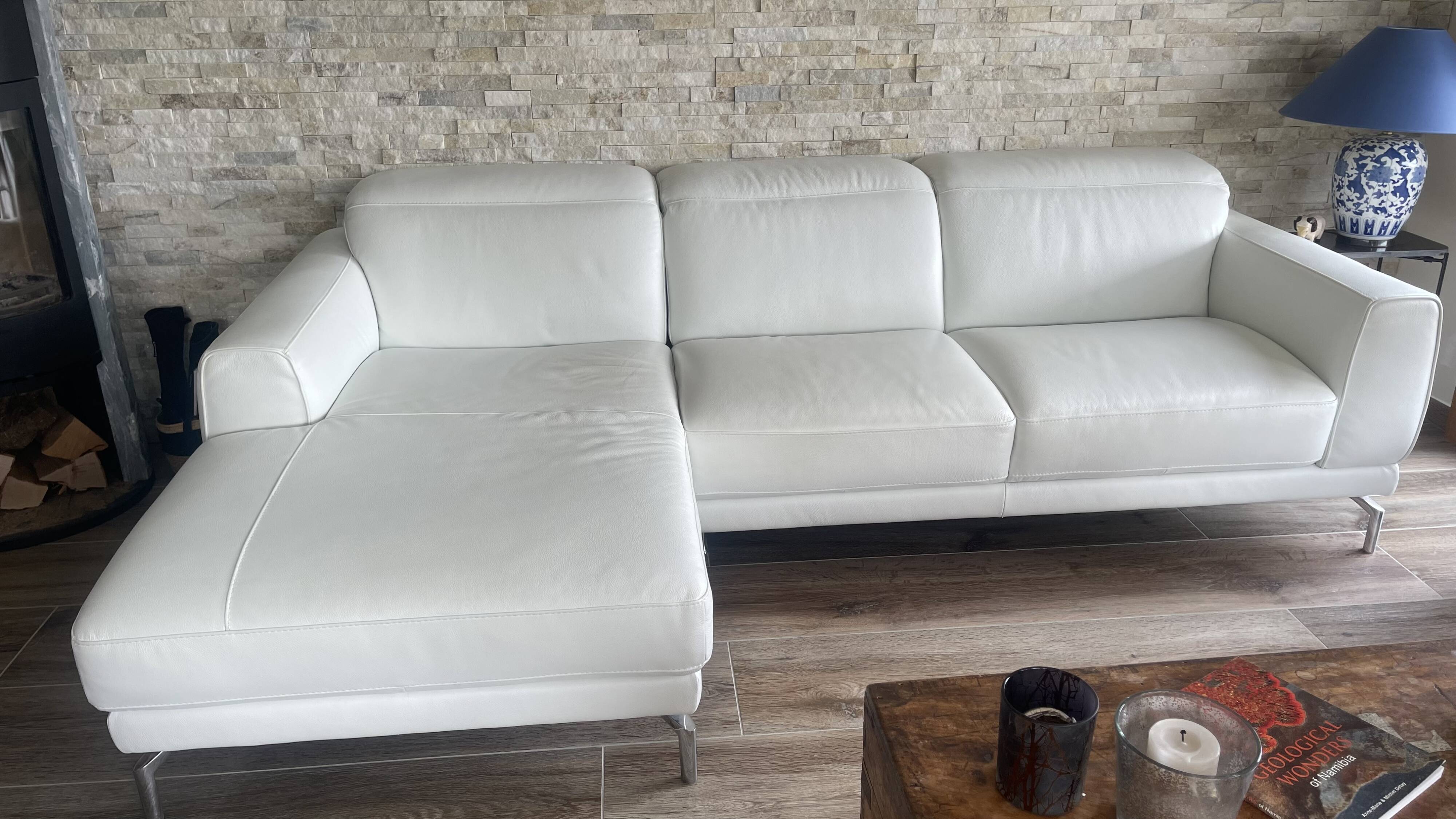 White leather sofa