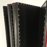 Red velvet screen with black skai
