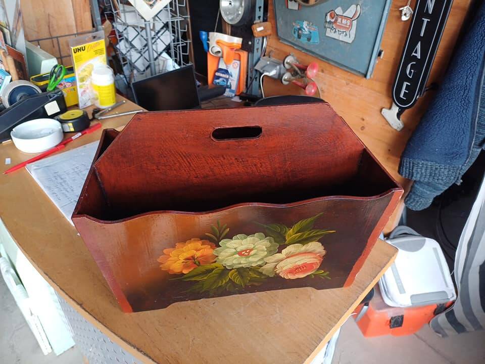 Beautiful vintage wooden magazine rack