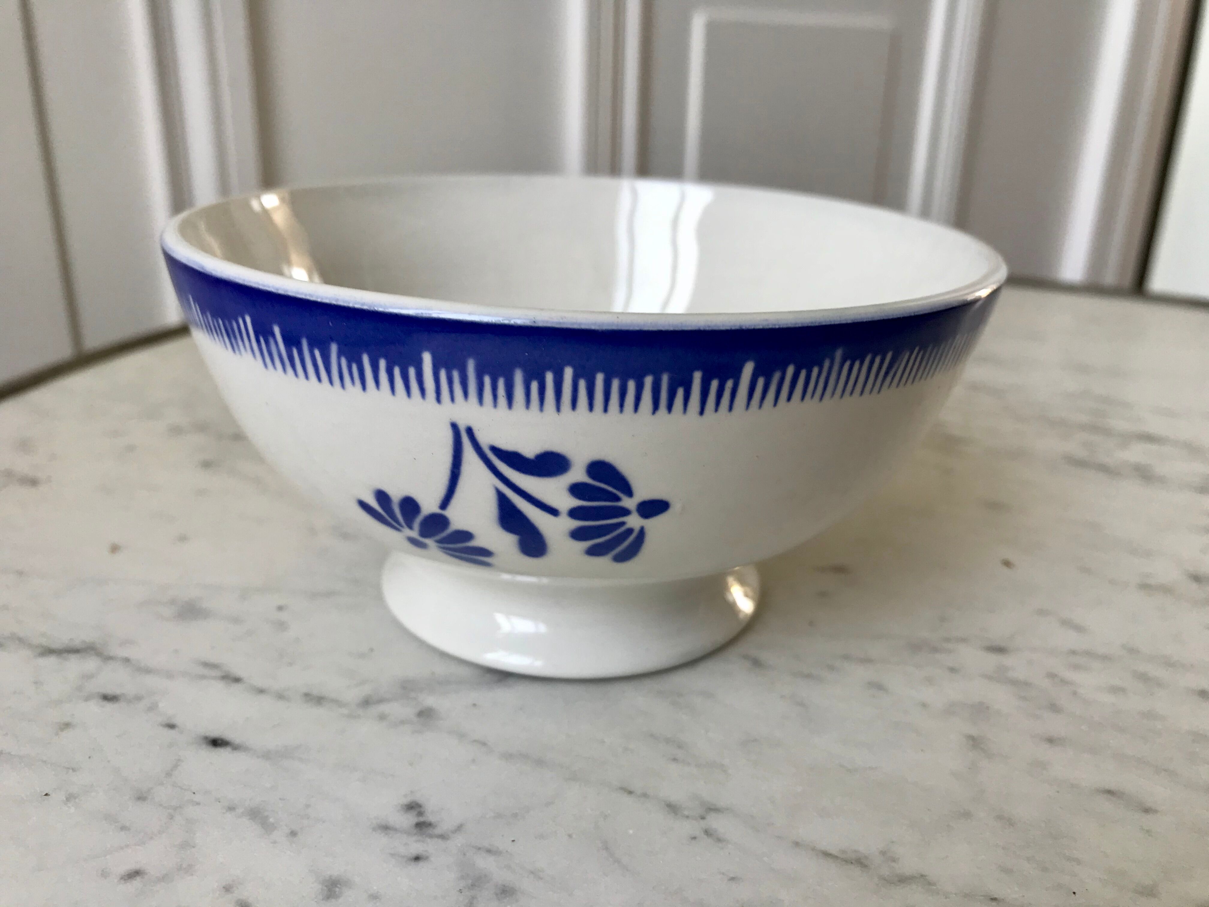bol en faïence FB Badonviller bleu années 30-40
