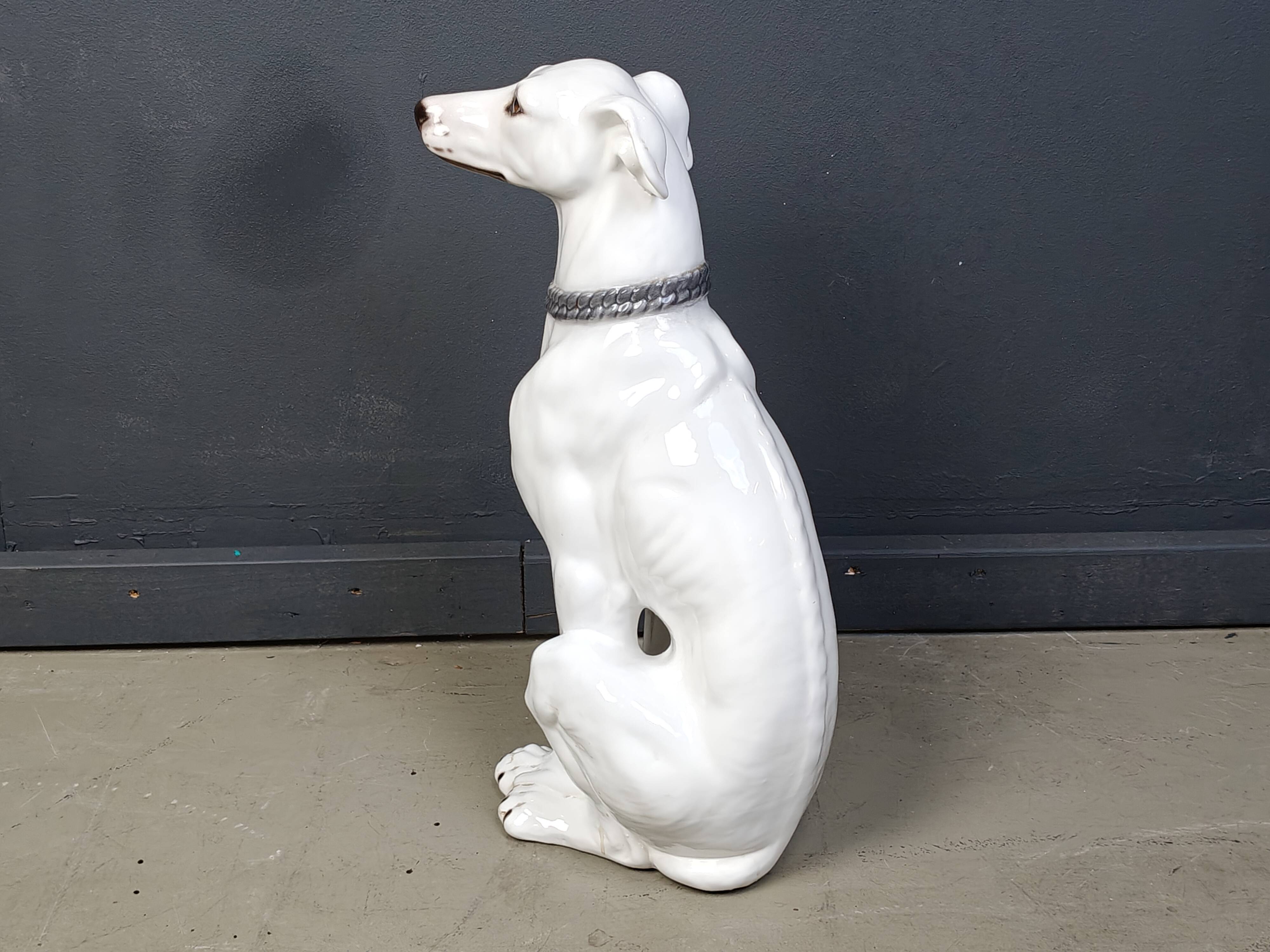 Sculpture de lévrier en céramique vintage, années 1960 - Italie