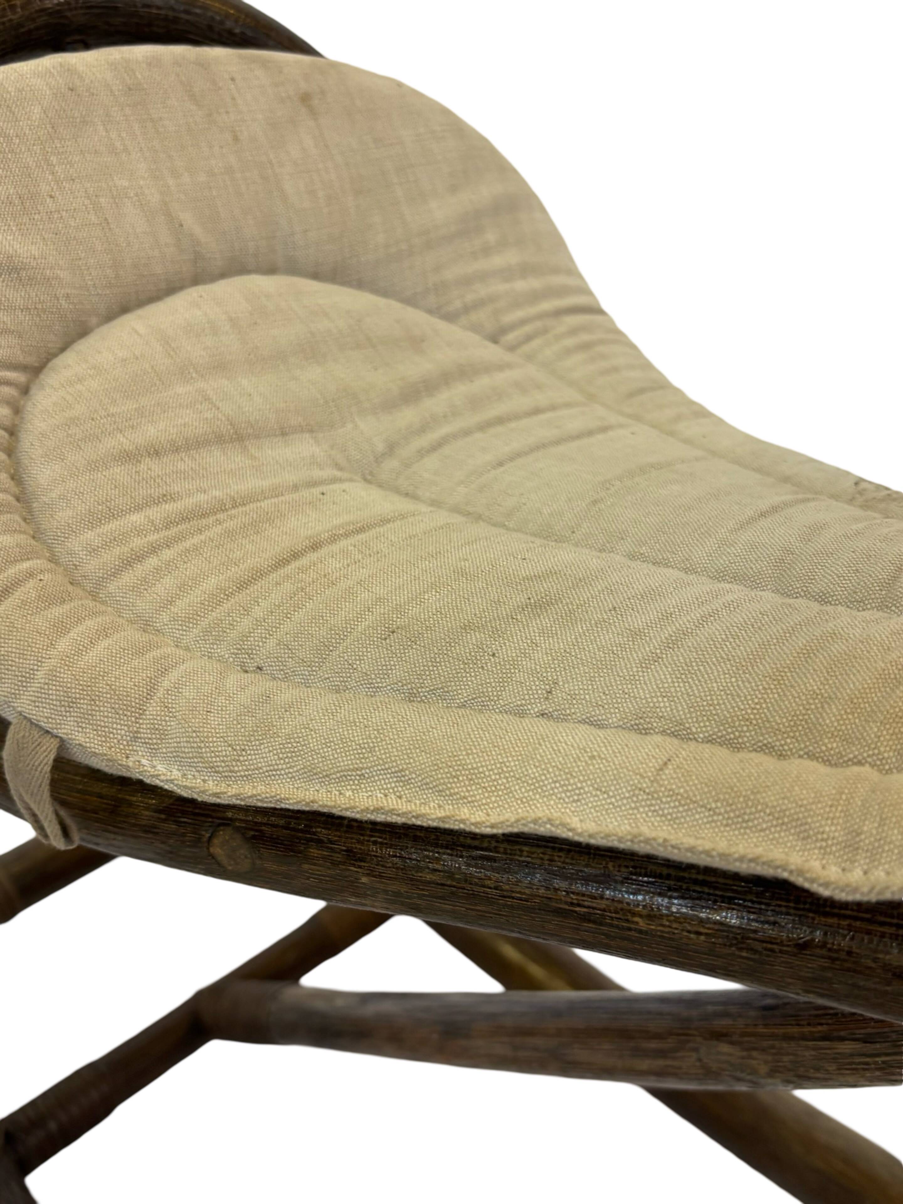 Midcentury bamboo rattan rocking horse 60's design children