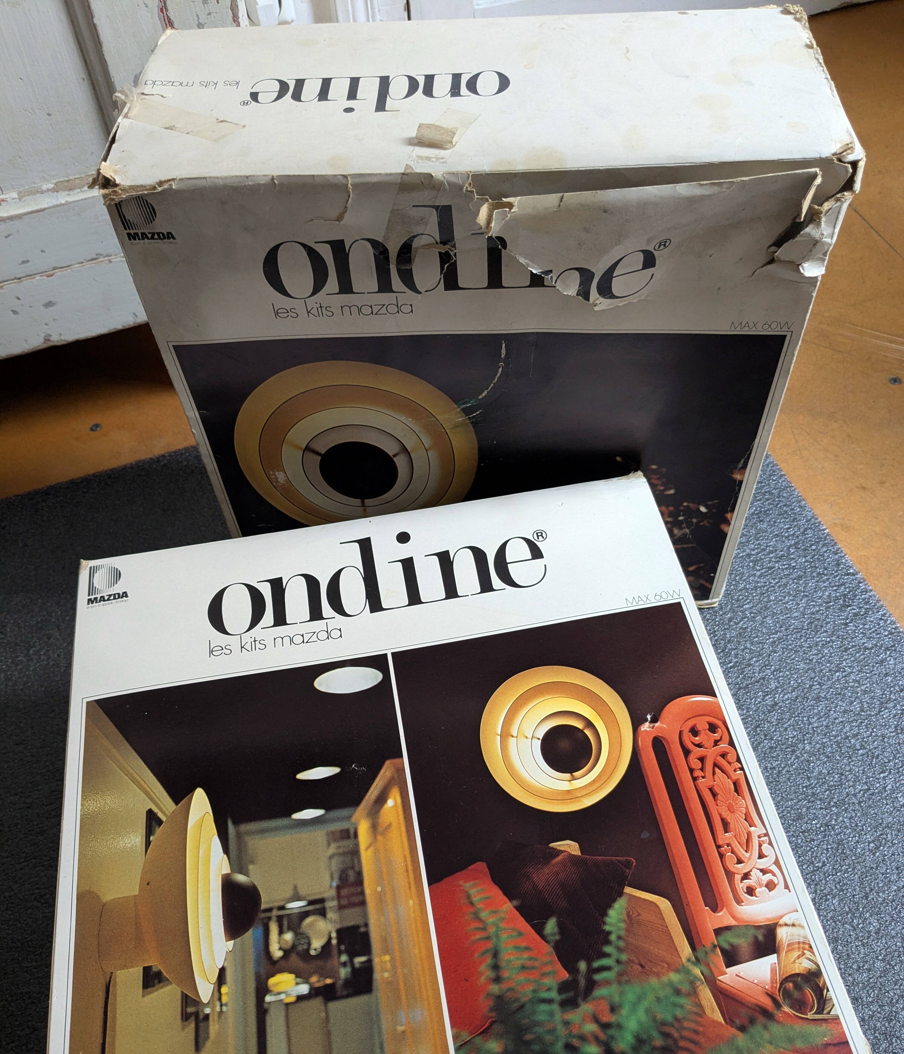 Pair of Ondine wall lights, New Age, 1970 Mazda