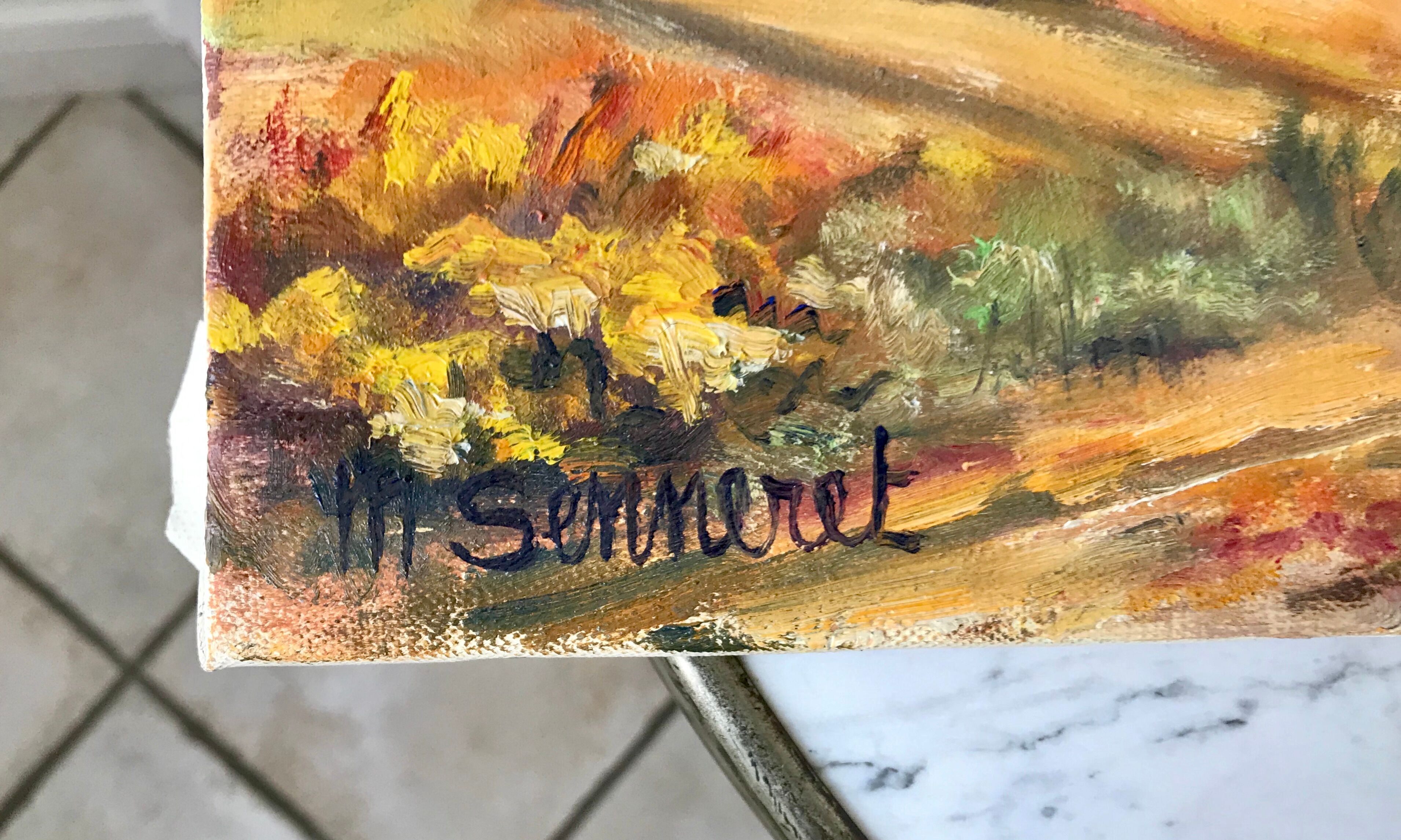 oil painting on canvas autumnal landscape signed "Senneret" vintage