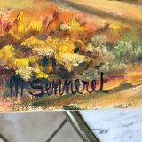 tableau huile sur toile paysage automnal signé "Senneret" vintage