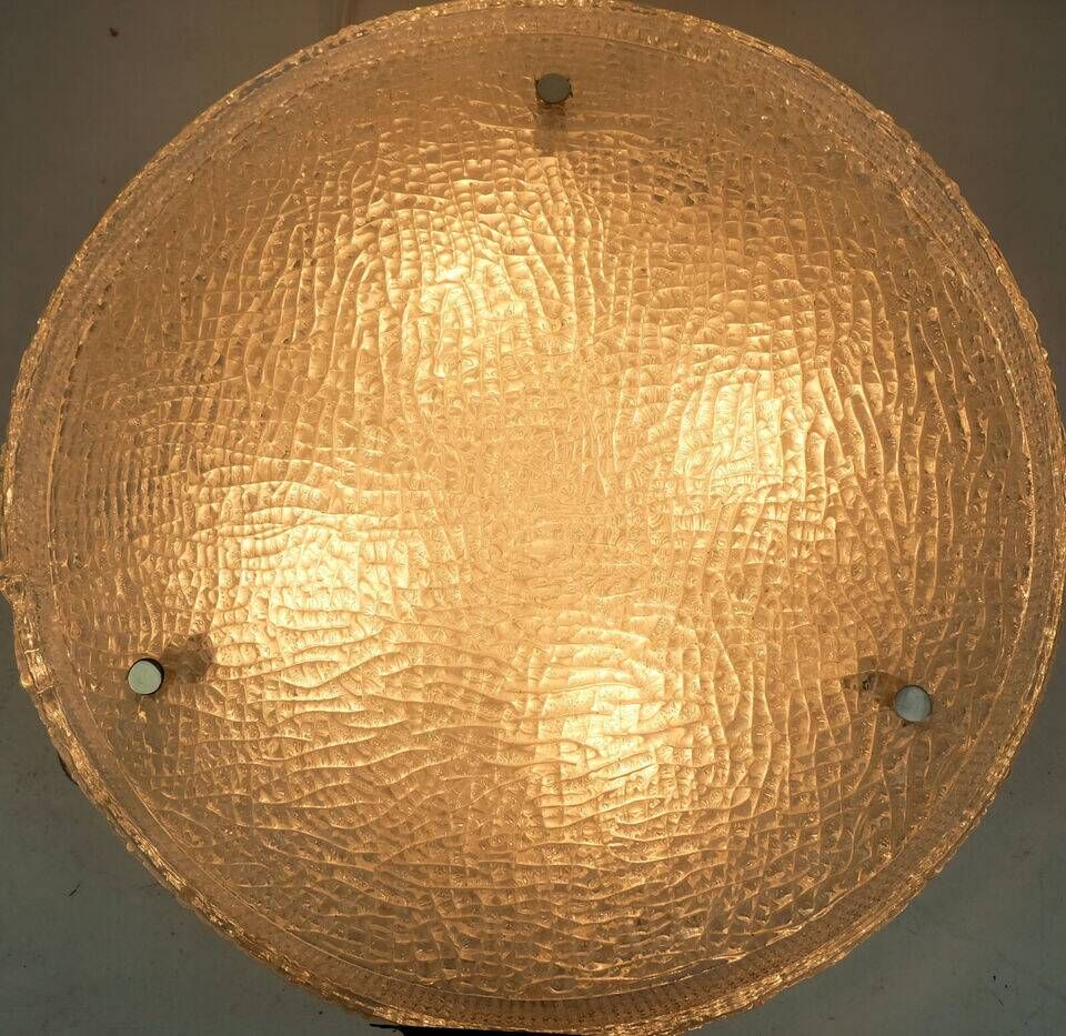 large kaiser leuchten CEILING FIXTURE flush mount thick ice glass