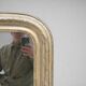 Antique patinated mirror in Louis-Philippe style – painted decoration – late 19th century