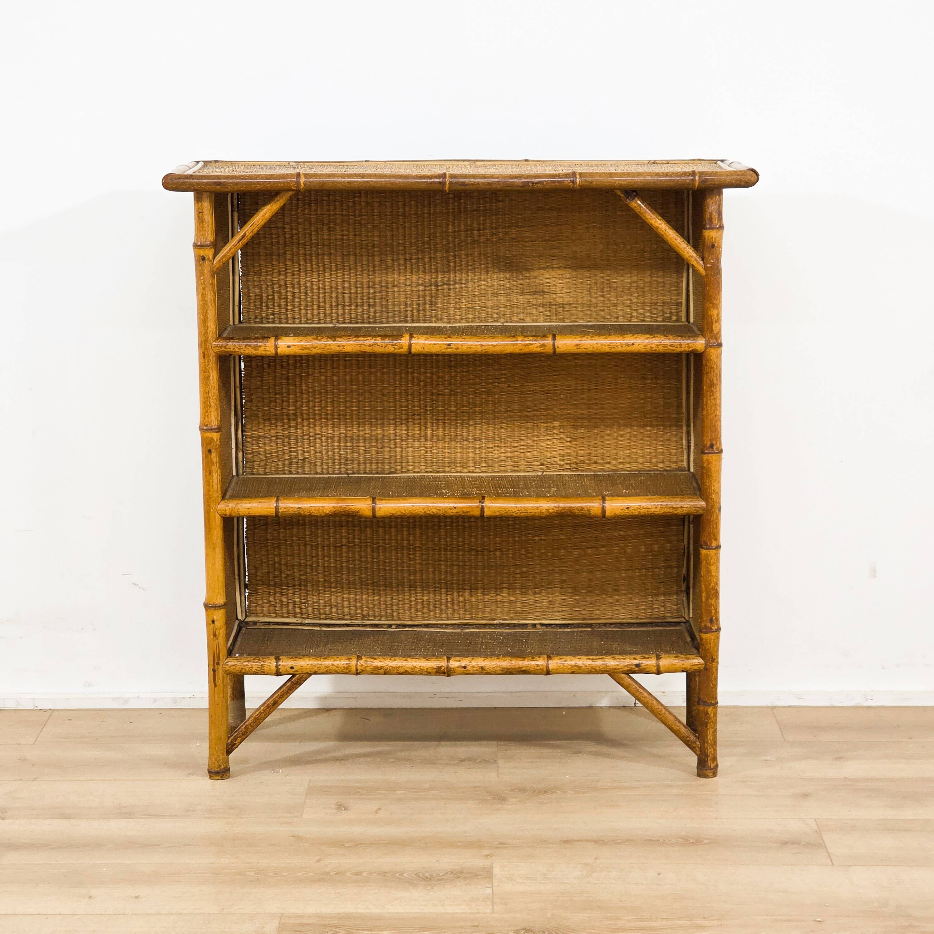 Superb antique bamboo and rattan library – 19th century