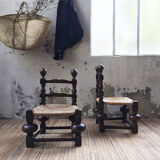 Pair of straw chairs