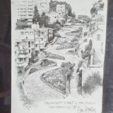 Engraving by Don Davey The Crookedest Street in the World San Francisco 1977