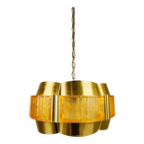 Brass and plastic pendant lamp by Werner Schou, Denmark, 1960