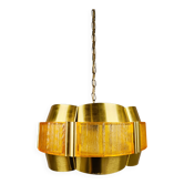 Brass and plastic pendant lamp by Werner Schou, Denmark, 1960