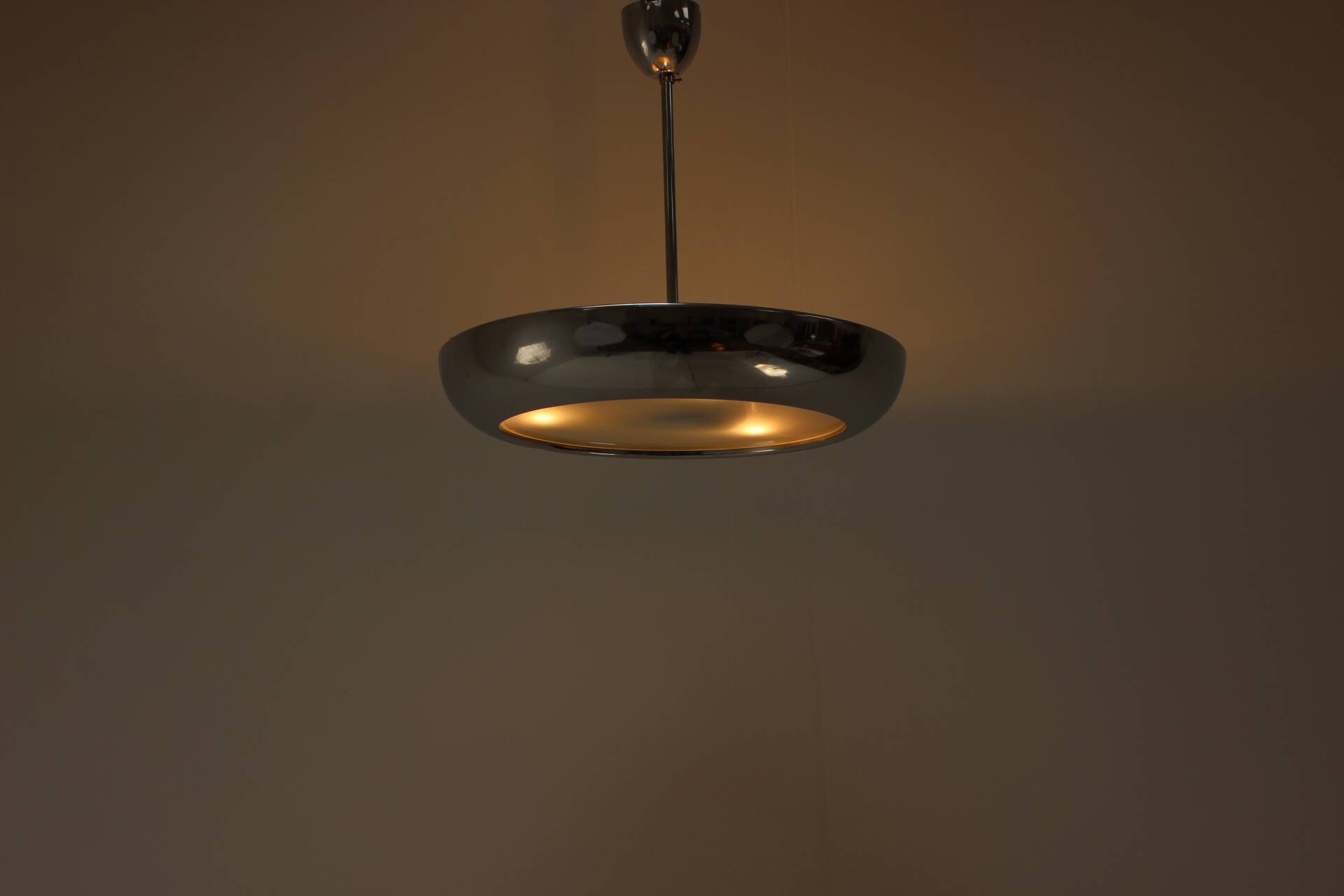 1930s Bauhaus / Functionalist Chrome UFO Chandelier by Napako