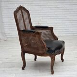 1930s, Danish armchair, furniture leather, ash wood, furniture mesh.